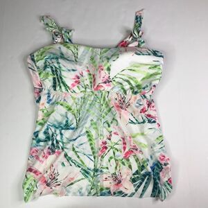 Becca by Rebecca Virtue Women's White Tropical Print Bandeau Lined Size 1X 16-18